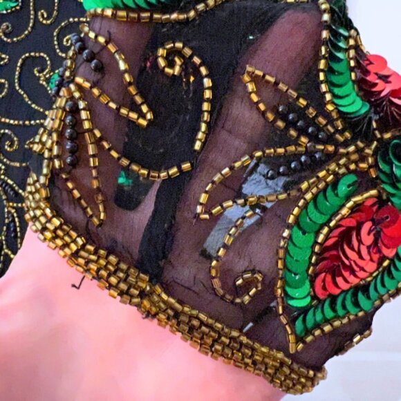 VINTAGE Stenay Beaded Sheer Sleeve Blouse Size S - Picture 10 of 16